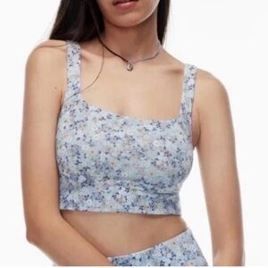 Aritzia Wilfred Vacay Blue Floral Crop Top